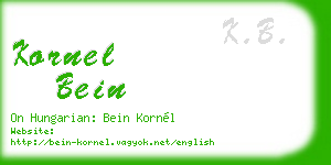 kornel bein business card