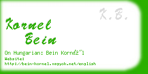 kornel bein business card
